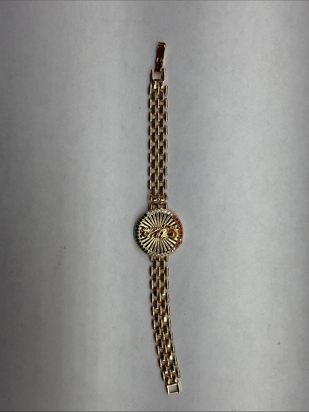 Gold Sunburst Medallion Chain Bracelet - Women Jewelry